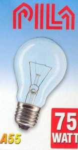 Лампа накаливания Pila A55 E27 75W Лон Прозрачная (арт. 5174)