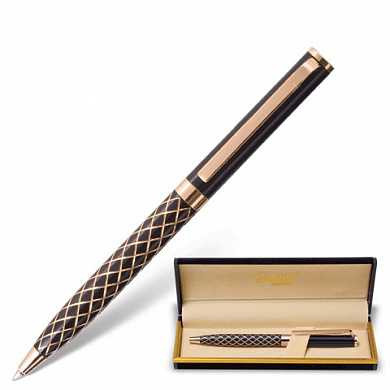 Ручка подарочная шариковая GALANT "Klondike", корпус черный с золотистым, золотистые детали, пишущий узел 0,7 мм, синяя, 141357 (арт. 141357)