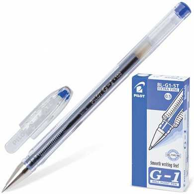 Ручка гелевая PILOT "G-1", корпус прозрачный, узел 0,5 мм, линия 0,3 мм, синяя, BL-G1-5T (арт. 140471)