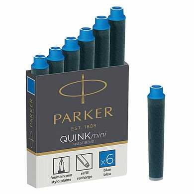 Картриджи чернильные PARKER Мини "Cartridge Quink", комплект 6 шт., смываемые чернила, 1950409, синие (арт. 142392) купить в интернет-магазине ТОО Снабжающая компания от 5 488 T, а также и другие Чернила и картриджи для перьевых ручек на сайте dulat.kz оптом и в розницу