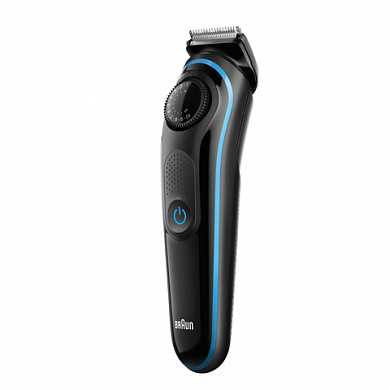 Триммер для бороды и усов BRAUN BT3040, 39 настроек длины (1-20 мм), сеть+аккумулятор, черный/синий (арт. 453744)