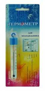 Термометр Стеклоприбор ТБ-225, для холодильника, от -30 до +30С, 12х2см, крючок (арт. 148655)