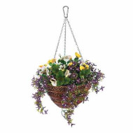 Корзина с цветами подвесная Artificial pansy & lobelia (арт. 02843)