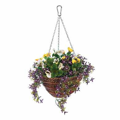 Корзина с цветами подвесная Artificial pansy & lobelia (арт. 02843) купить в интернет-магазине ТОО Снабжающая компания от 56 301 T, а также и другие Декор на сайте dulat.kz оптом и в розницу