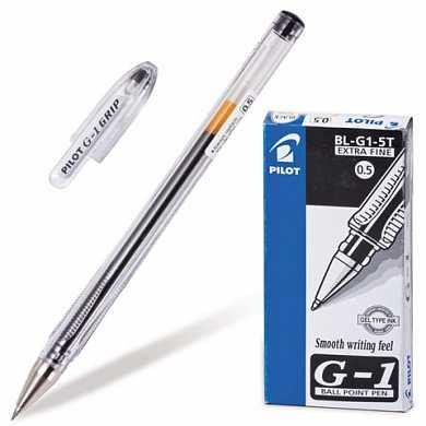 Ручка гелевая PILOT "G-1", корпус прозрачный, узел 0,5 мм, линия 0,3 мм, черная, BL-G1-5T (арт. 140469)