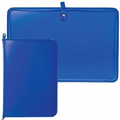 Папка на молнии пластиковая, А4, матовая, синяя, размер 320х230 мм, ПМ-А4-11/3 (арт. 222945)
