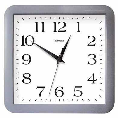 Часы настенные САЛЮТ П-А5-010, квадрат, белые, серая рамка, 29,5х30х4 см (арт. 452381)