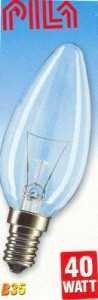 Лампа накаливания Pila B35 E14 40W Свеча Прозрачная (арт. 2290)