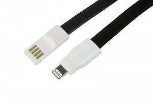 USB кабель для iPhone 5/6/7 моделей плоский силиконовый Шнур, черный REXANT, 18-1978 (арт. 608032)