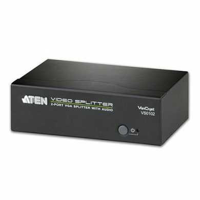Разветвитель SVGA ATEN, 2-портовый, для передачи аналогового аудио/видео, до 1920х1440 пикселей, VS0102 (арт. 511980)