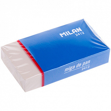 Ластик Milan "2412", прямоугольный, синтетический каучук, картонный держатель, 72*40*13мм (арт. CMM2412)