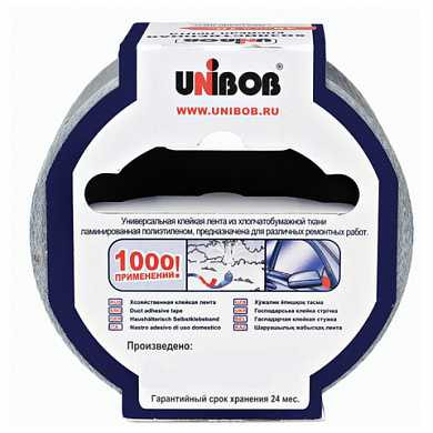 Клейкая лента хозяйственная 48 мм х 10 м, UNIBOB, для 1000 применений, основая-х/б ткань, подвес, 44264 (арт. 604165) купить в интернет-магазине ТОО Снабжающая компания от 931 T, а также и другие Клейкие ленты и диспенсеры к ним на сайте dulat.kz оптом и в розницу