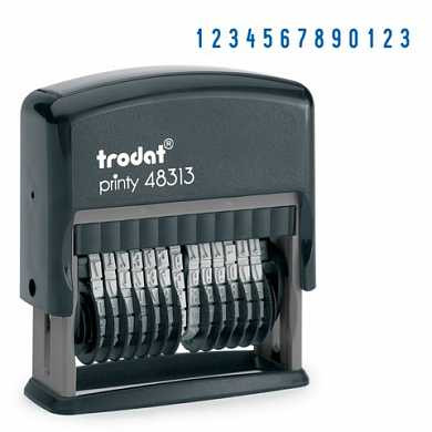 Нумератор 13-разрядный, оттиск 42х3,8 мм, синий, TRODAT 48313, корпус черный, 53198 (арт. 235582)