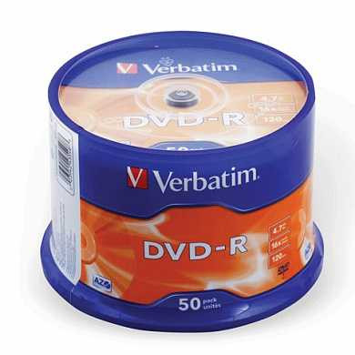 Диск DVD-R (минус) VERBATIM, 4,7 Gb, 16x, 50 шт., Cake Box, 43548 (арт. 510268)