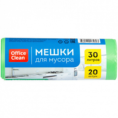 Мешки для мусора 30л OfficeClean биоразлагаемые, ПНД, 50*60см,10мкм, 20шт, прочные, зеленые, в рул. (арт. 258859) купить в интернет-магазине ТОО Снабжающая компания от 441 T, а также и другие Мешки для мусора на сайте dulat.kz оптом и в розницу