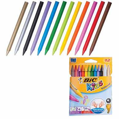 Мелки пластиковые BIC "Plastidecor", 12 цветов, ультрапрочные, круглые, картонная упаковка, подвес, 945764 (арт. 222900) купить в интернет-магазине ТОО Снабжающая компания от 2 548 T, а также и другие Мелки и карандаши восковые на сайте dulat.kz оптом и в розницу
