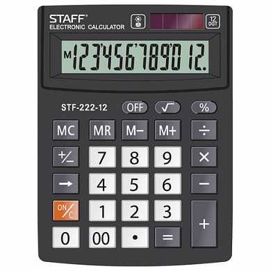 Калькулятор STAFF PLUS настольный STF-222, 12 разрядов, двойное питание, 138x103 мм (арт. 250420)