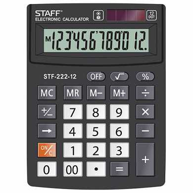 Калькулятор STAFF PLUS настольный STF-222, 12 разрядов, двойное питание, 138x103 мм (арт. 250420) купить в интернет-магазине ТОО Снабжающая компания от 3 626 T, а также и другие Калькуляторы настольные на сайте dulat.kz оптом и в розницу