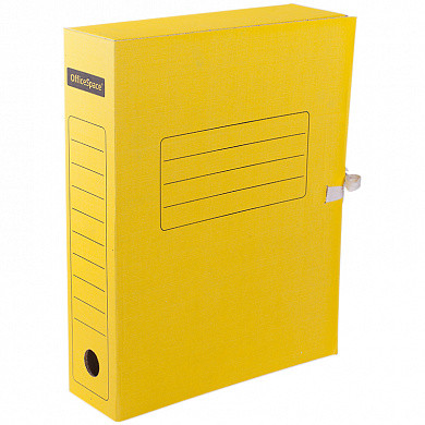 Папка архивная с завязками OfficeSpace, микрогофрокартон, 75мм, желтый, до 700л. (арт. 225432)