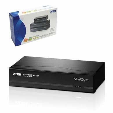 Разветвитель SVGA ATEN, 4-портовый, для передачи аналогового видео, каскадируемый, VS134A (арт. 511989)