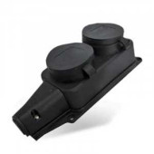 Колодка UNIVersal, 2 розетки, 16А 250В, каучук, с заглушкой, земля, 1027 (арт. 563015)