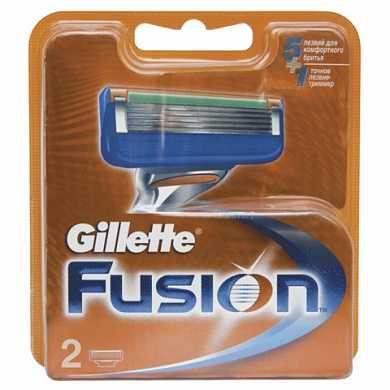 Сменные кассеты для бритья 2 шт., GILLETTE (Жиллет) "Fusion", для мужчин (арт. 602822)