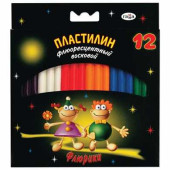 Пластилин восковой флуоресцентный ГАММА "Флюрики", 12 цветов, 153 г, со стеком, европодвес, 280037Н (арт. 103625)