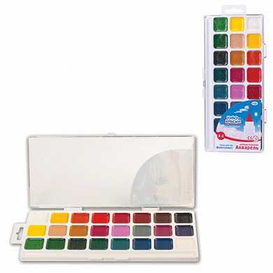 Краски акварельные ГАММА "Чудо-краски", 23 цвета (24 кюветы: 22 цветные + 2 белые), медовые, без кисти, 212077 (арт. 190354)