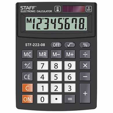Калькулятор STAFF PLUS настольный STF-222, 8 разрядов, двойное питание, 138x103 мм (арт. 250418)