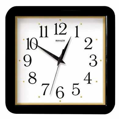 Часы настенные САЛЮТ П-А6-017, квадрат, белые, черная рамка, 29,5х30х4 см (арт. 452385)