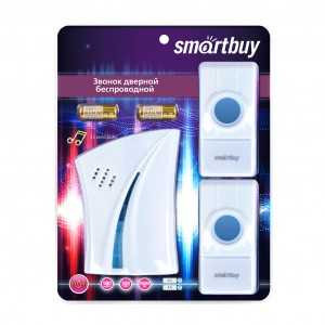 SmartBuy звонок дверной беспроводной цифр. 100м,32 мелодии, 2xAA/A23, 2 кноп IP44 бел SBE-12-DP4-32 (арт. 673539)
