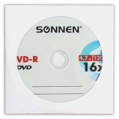 Диск DVD-R SONNEN, 4,7 Gb, 16x, бумажный конверт (1 штука), 512576 (арт. 512576)