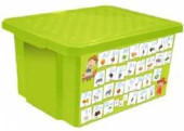 Детский ящик для хранения игрушек Little Angel X-BOX "Обучайка Азбука", 17л, салатовый, LA1023 (арт. 586347)