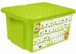 Детский ящик для хранения игрушек Little Angel X-BOX "Обучайка Азбука", 17л, салатовый, LA1023 (арт. 586347)