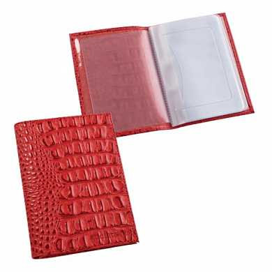 Бумажник водителя BEFLER "Кайман", натуральная кожа, тиснение, 6 пластиковых карманов, красный, BV.1.-13 (арт. 235942)