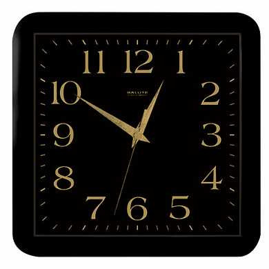 Часы настенные САЛЮТ П-А6-060, квадрат, черные, черная рамка, 29,5х30х4 см (арт. 452386)