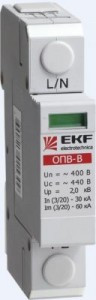 EKF Ограничитель импульсных напряжений серии ОПВ-B/3P In 30кА 400В (с сигнал.) ОПС1 (УЗИП) opv-b3 (арт. 459334) купить в интернет-магазине ТОО Снабжающая компания от 113 043 T, а также и другие Ограничители перенапряжений на сайте dulat.kz оптом и в розницу