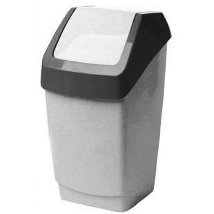 Ведро-контейнер 15 л, с крышкой (качающейся), для мусора, "Хапс", 46х26х25 см, мрамор, IDEA, М 2471 (арт. 600084)