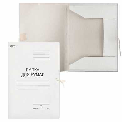 Папка для бумаг с завязками картонная STAFF, гарантированная плотность 310 г/м2, до 200 листов, 121120 (арт. 121120)