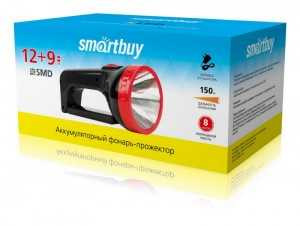 Фонарь прожекторный Smartbuy SBF-401-1-K, 12 LED 2.4W + 9 LED 1.8W, аккумулятор 4В 1.6Ач, черный, пластик/металл, з/у 220В (арт. 582589)