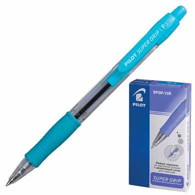 Ручка шариковая масляная автоматическая PILOT "Super Grip", голубые детали, узел 0,7 мм, линия 0,32 мм, синяя, BPGP-10R-F (арт. 141858)