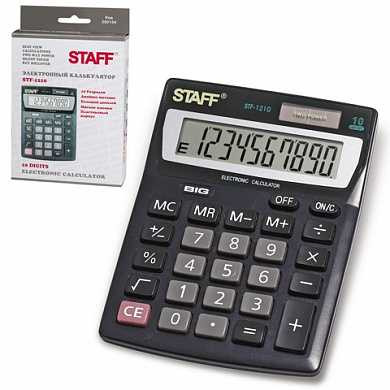 Калькулятор STAFF настольный STF-1210, 10 разрядов, двойное питание, 140х105 мм (арт. 250134)
