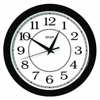 Часы настенные САЛЮТ П-Б6-014, круг, белые, черная рамка, 28х28х4 см (арт. 452396)