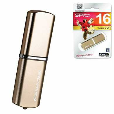 Флэш-диск 16 GB, SILICON POWER Luxmini 720, USB 2.0, металлический корпус, бронзовый, SP16GBUF2720V1Z (арт. 511396)