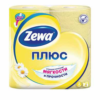 Бумага туалетная бытовая, спайка 4 шт., 2-х слойная (4х23 м), ZEWA Plus, аромат ромашки, 144065 (арт. 122816) купить в интернет-магазине ТОО Снабжающая компания от 1 372 T, а также и другие Туалетная бумага бытовая на сайте dulat.kz оптом и в розницу