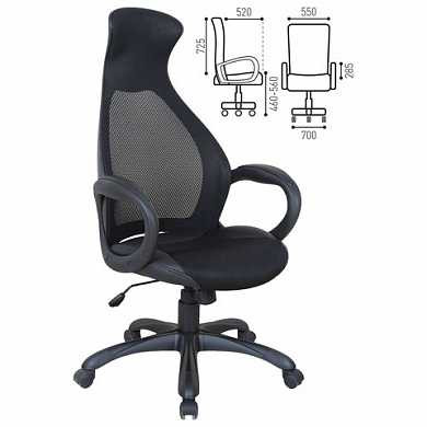 Кресло офисное BRABIX "Genesis EX-517", пластик черный, ткань/экокожа/сетка черная, 531574 (арт. 531574)