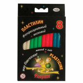 Пластилин ГАММА флюоресцентный "Флюрики", 8 цветов, 102 г, со стеком, коробка с европодвесом, 280035Н (арт. 103621)