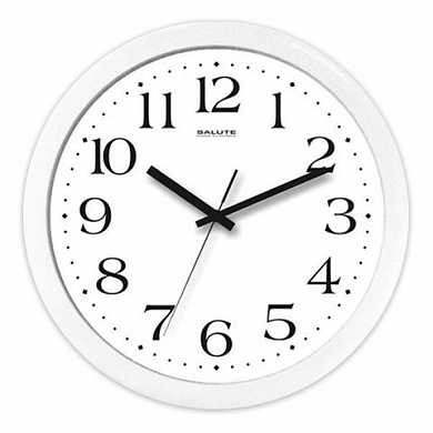 Часы настенные САЛЮТ П-Б7-015, круг, белые, белая рамка, 28х28х4 см (арт. 452397)