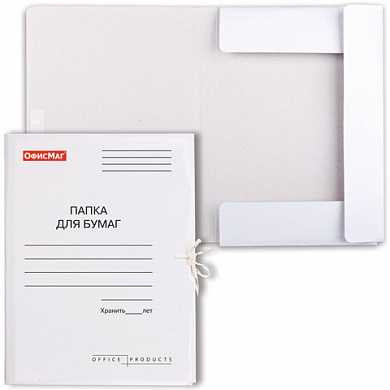 Папка для бумаг с завязками картонная мелованная ОФИСМАГ, гарантированная плотность 320 г/м2, до 200 листов, 124568 (арт. 124568)